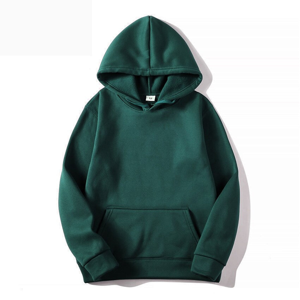 Sweat à capuche mixte uni vert présenté de face