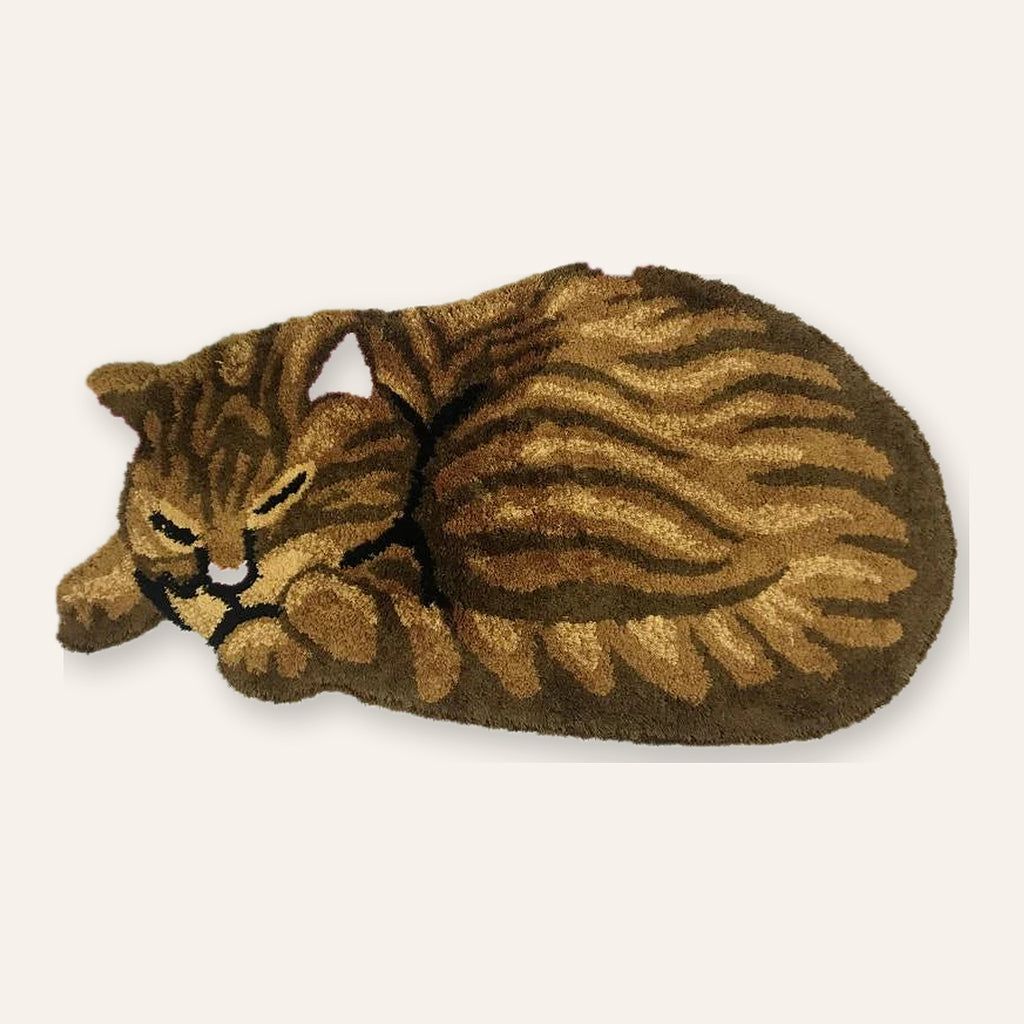 Tapis chat marron vu du dessus, detoure