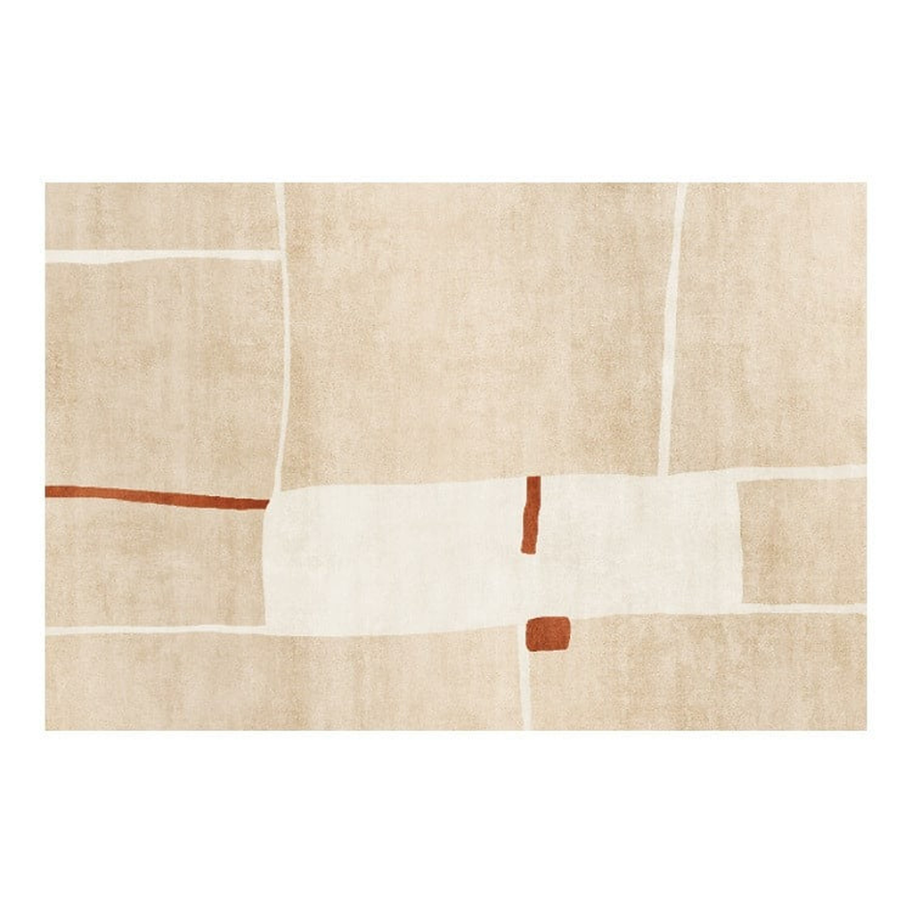 Le tapis vu de dessus, modele sable, lignes et terracotta