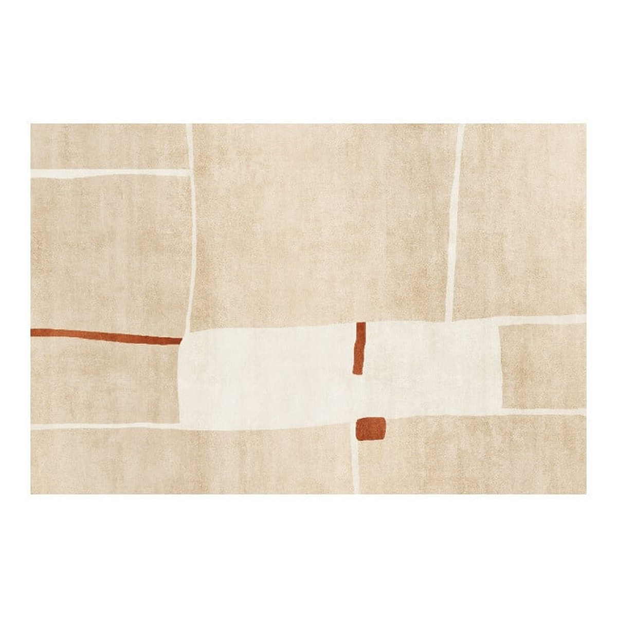 Le tapis vu de dessus, modele sable, lignes et terracotta