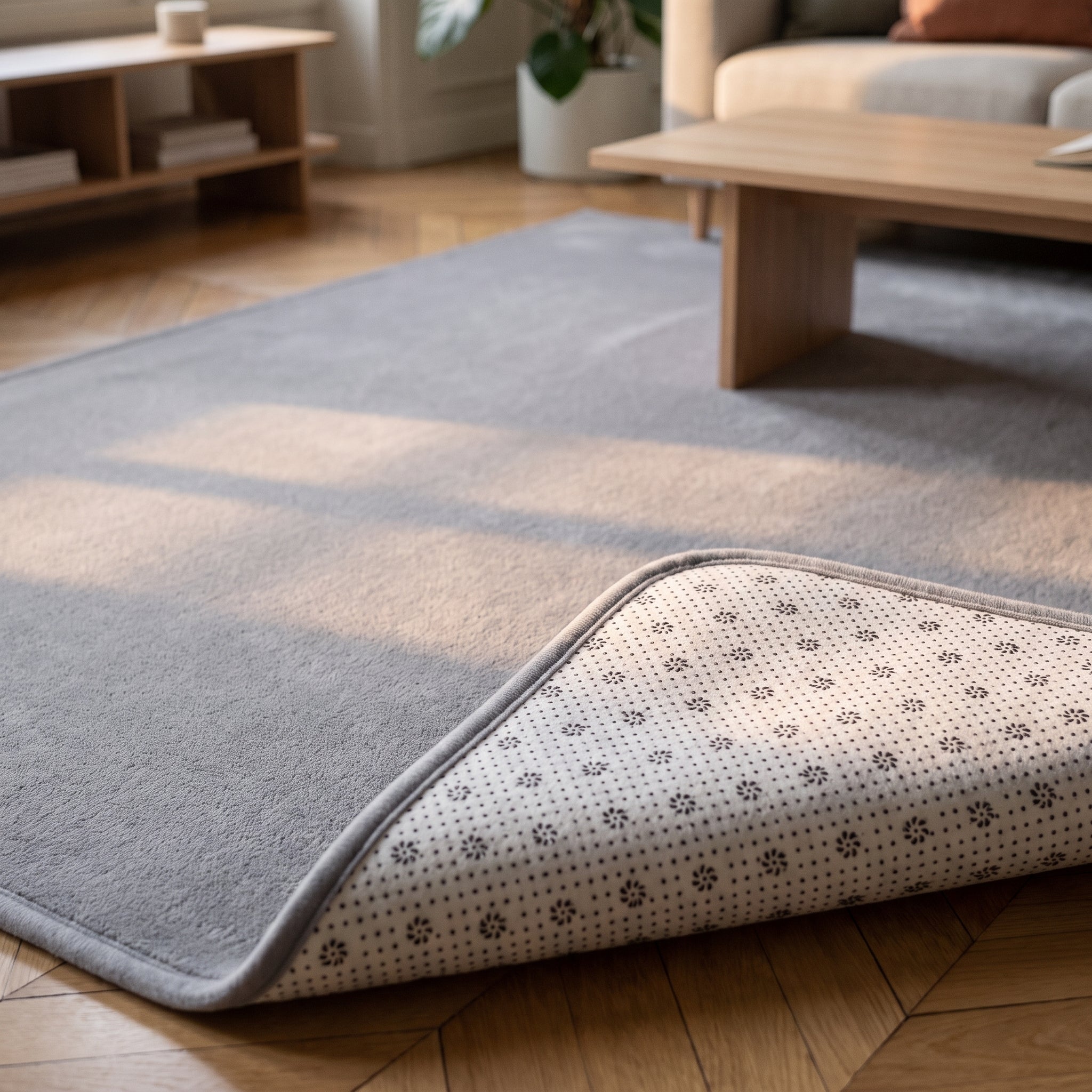 Gros plan sur la surface douce du tapis gris Image