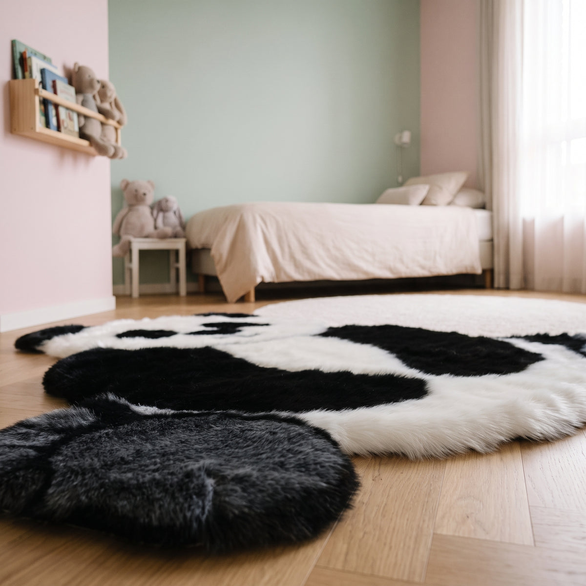 Relief des fibres noires, blanches et grises du tapis panda Image