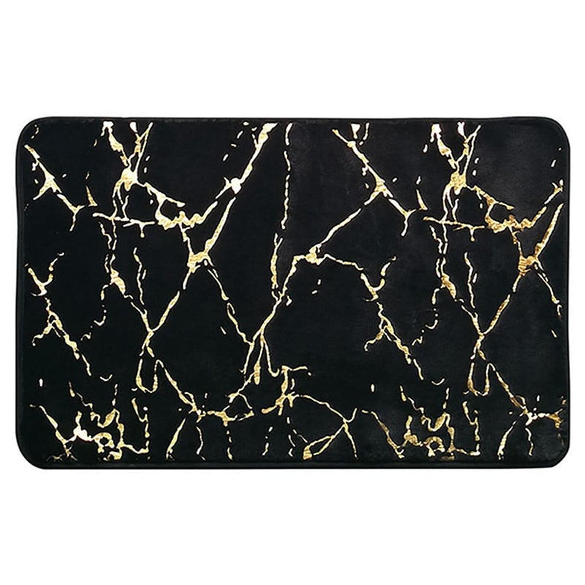 Tapis effet marbre noir veiné d'or vu de face en entier, les veines dorées bien nettes sur fond clair Image