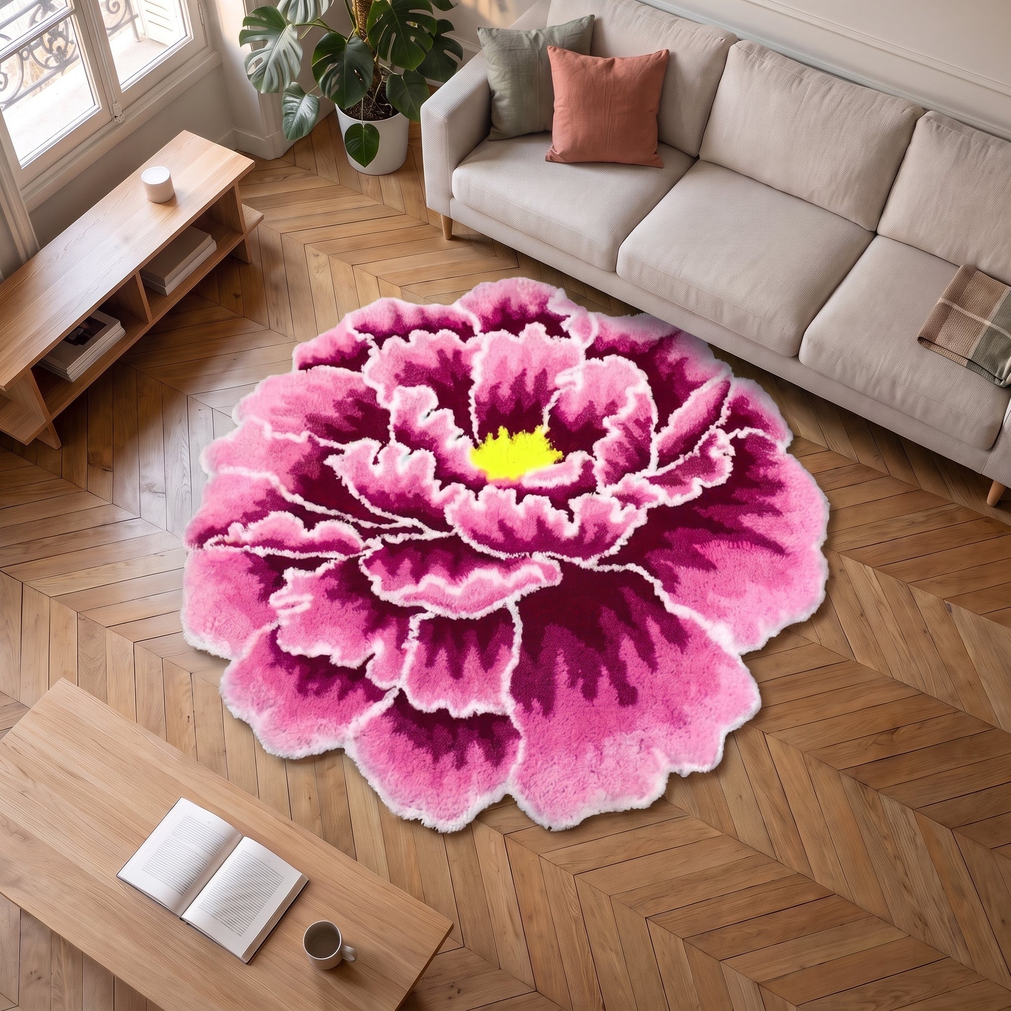 Tapis en forme de pivoine en situation Image