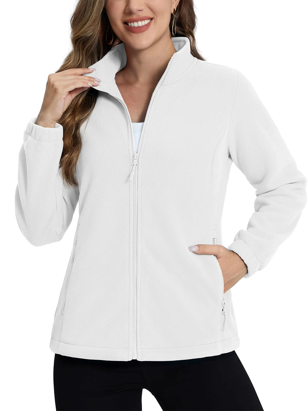 Veste polaire femme blanche vue de face