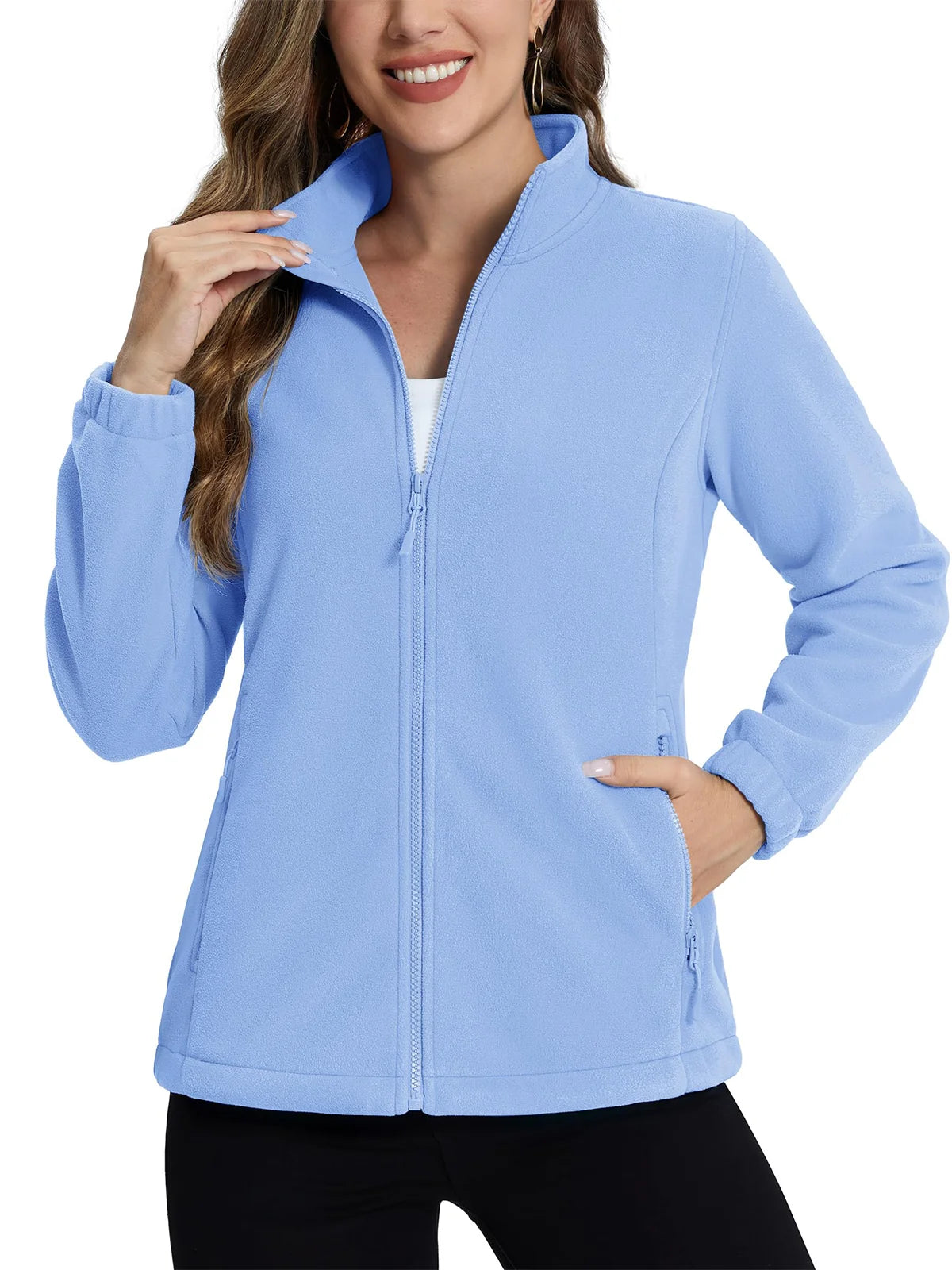 Veste polaire femme bleu clair vue de face