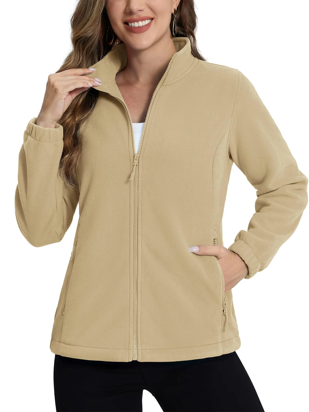 Veste polaire femme jaune pâle vue de face