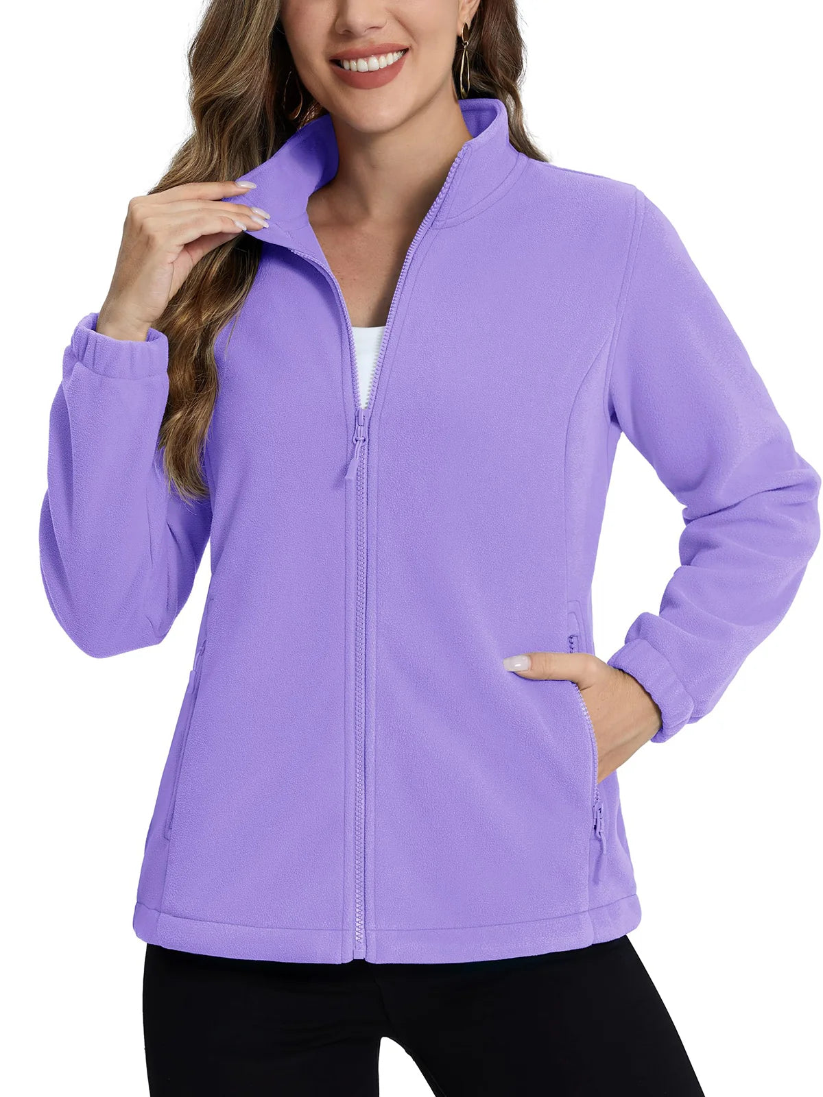 Veste polaire femme lilas vue de face