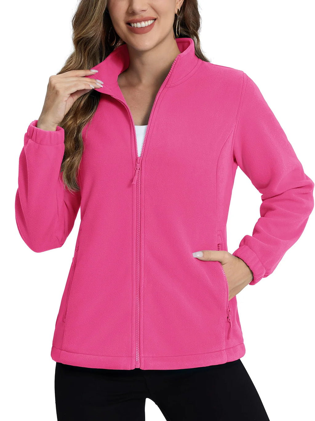 Veste polaire femme rose fuchsia vue de face
