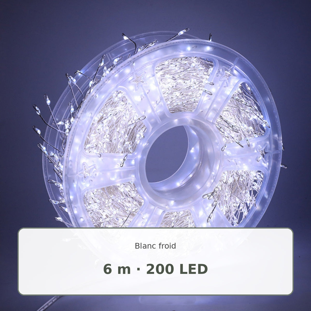 Guirlande LED blanc froid · 6 m, 200 LED