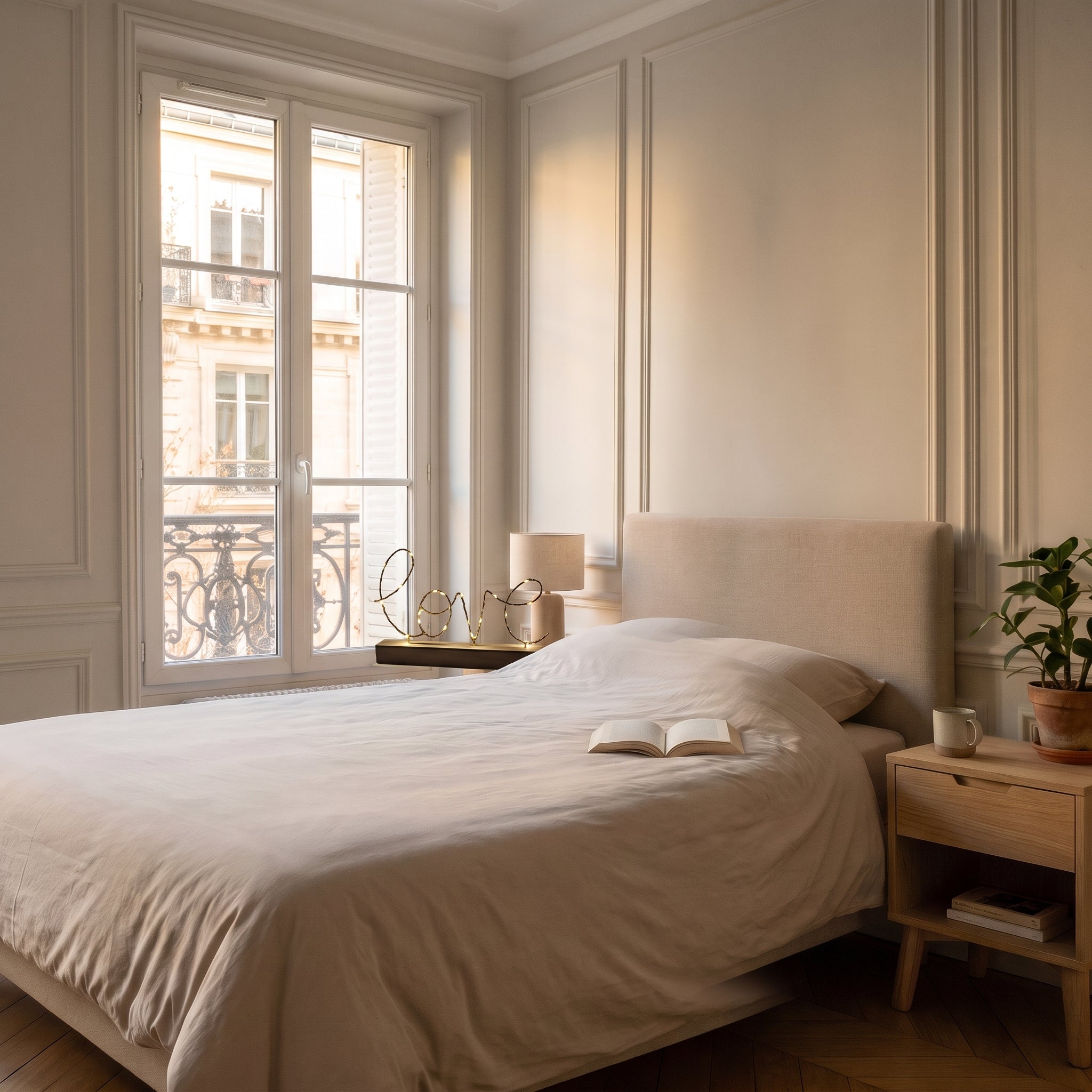 Veilleuse Love au fil métallique fin dans une chambre claire Image