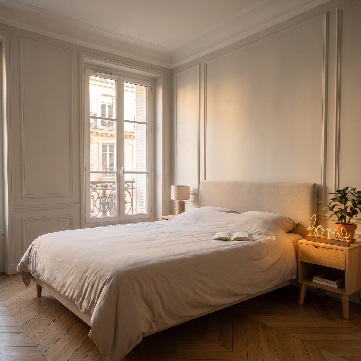 Veilleuse Home au fil métallique fin dans une chambre claire