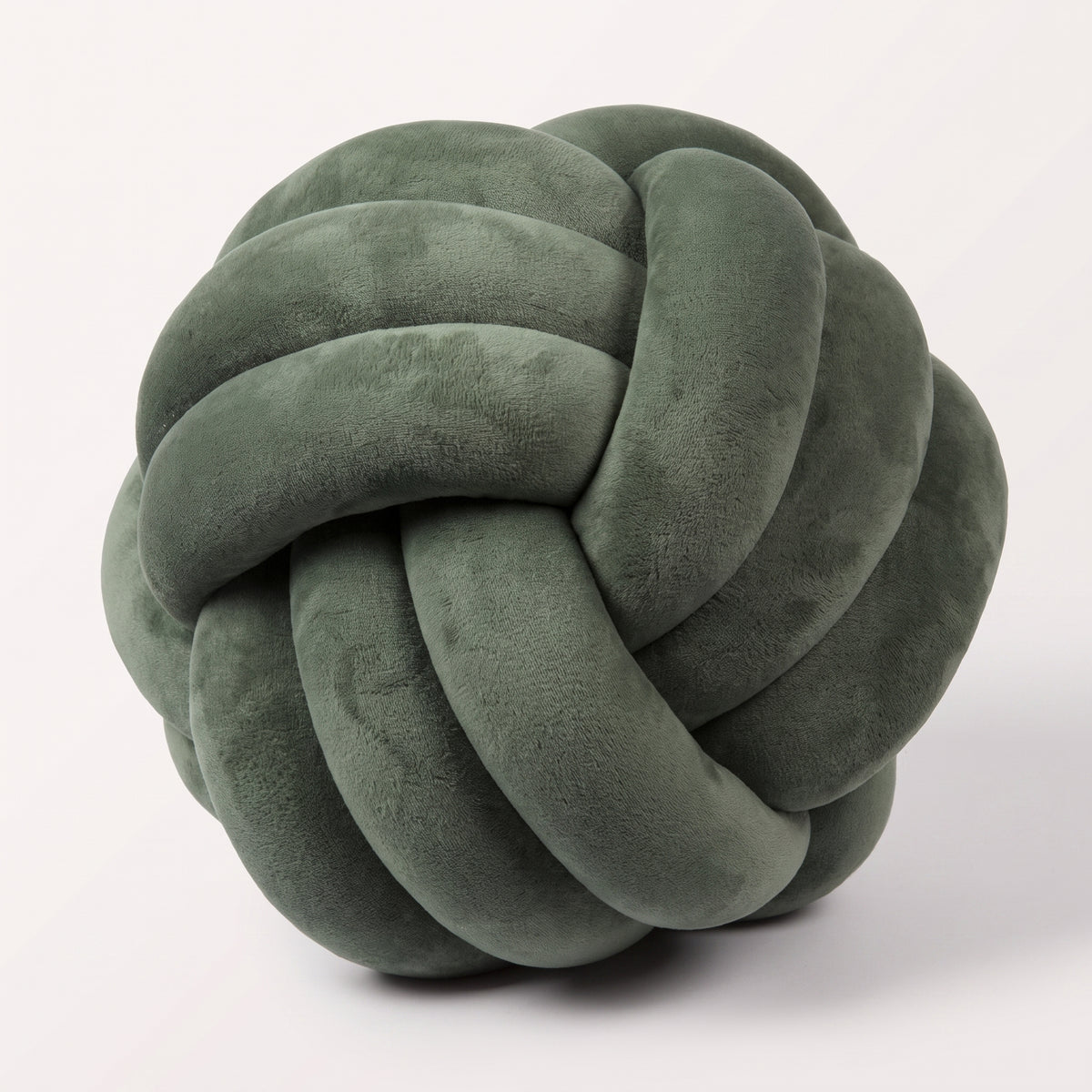 Coussin nœud en velours vert, boule tressée de 20 cm